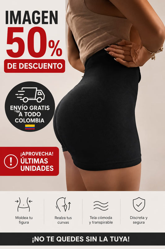 Panty Levantacola con Faja Reductora – Talla S-M | Negro